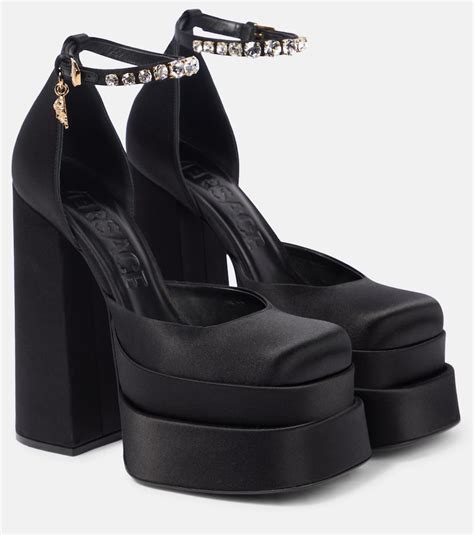 versace dupe womens black platform shoes|versace medusa platform heels.